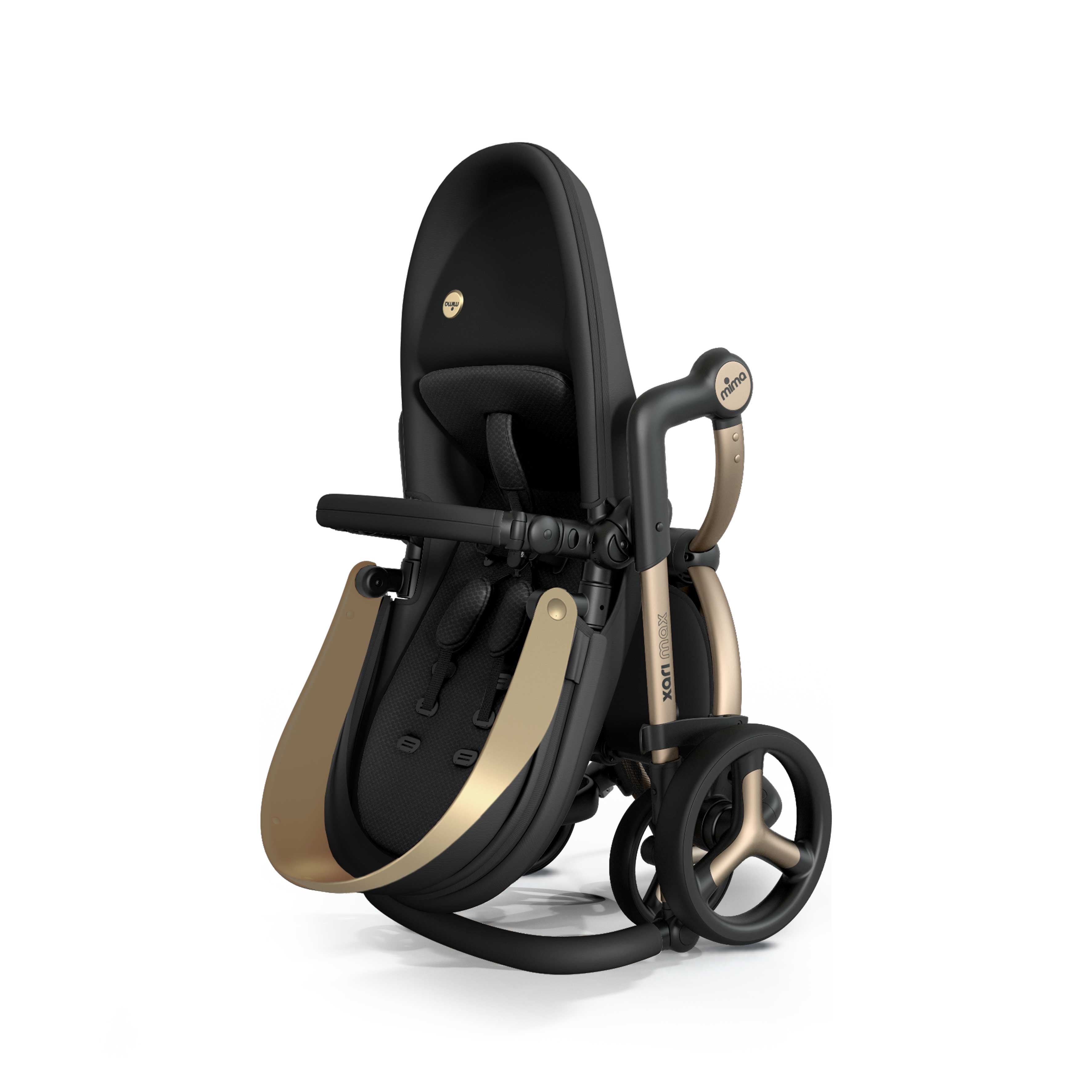 mima® xari max Black & Gold Special Edition, shown fully folded in a compact, upright position