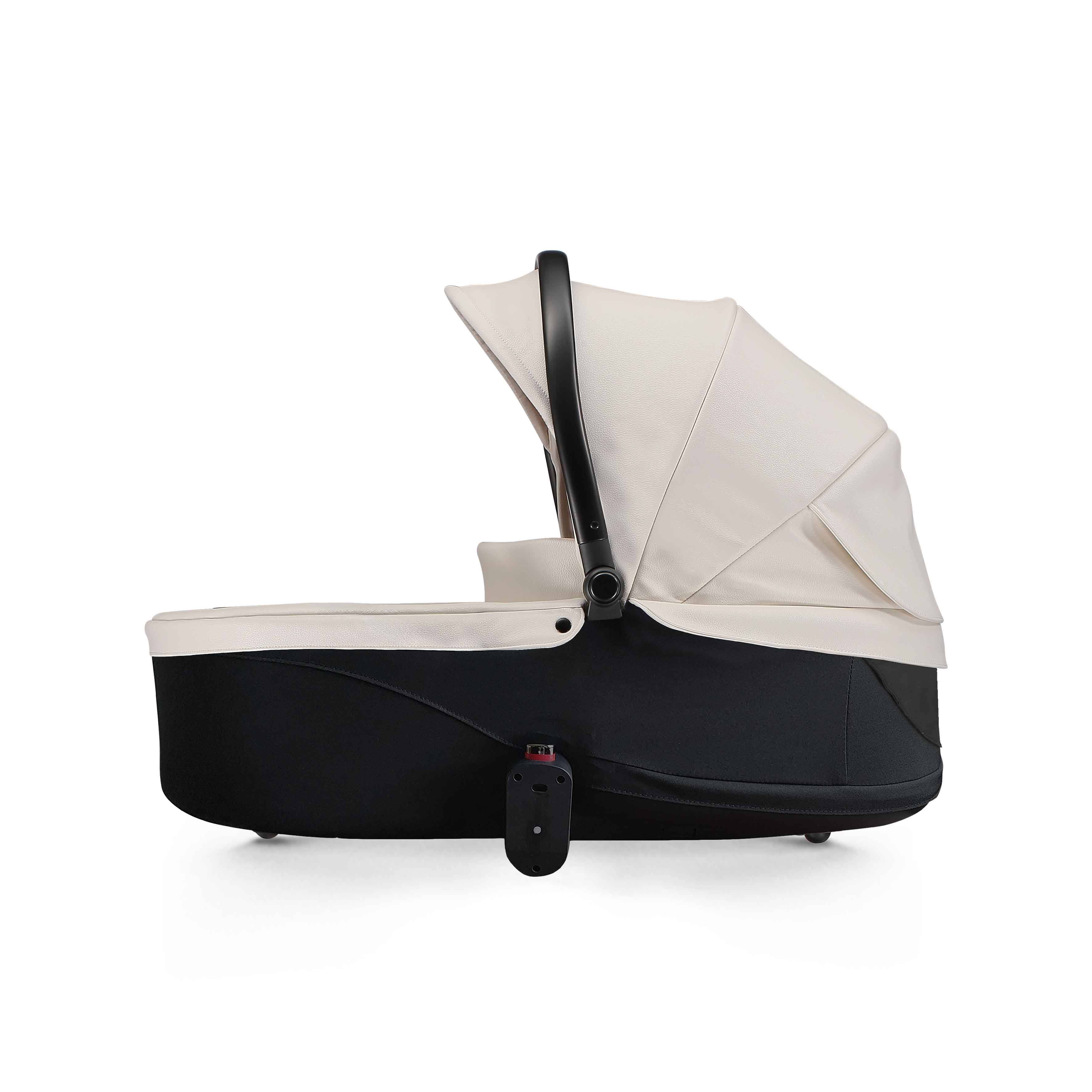 mima creo white bassinet accessory for newborn, compatible with mima creo stroller, standalone side view
