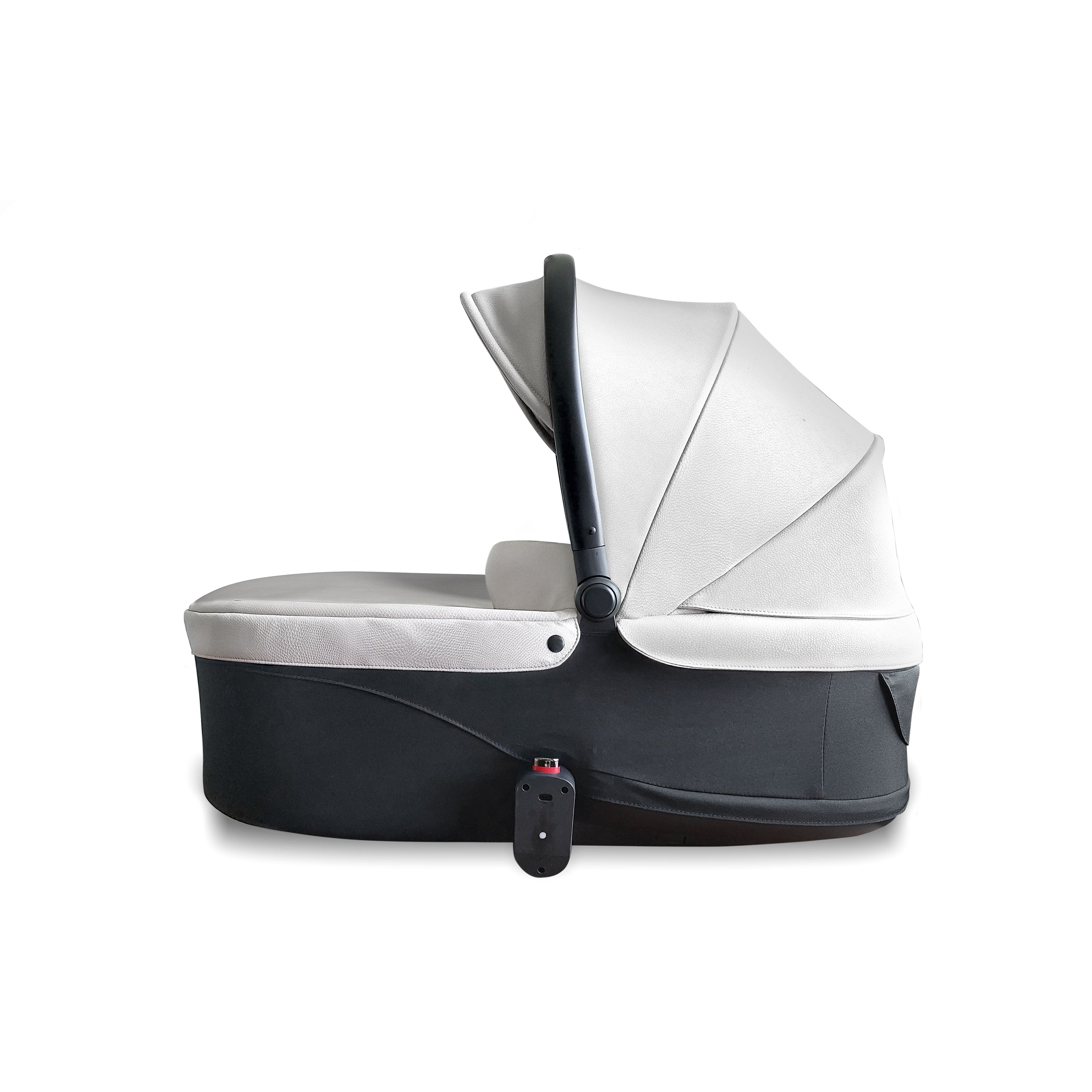 mima creo white bassinet accessory for newborn, compatible with mima creo stroller, standalone side view