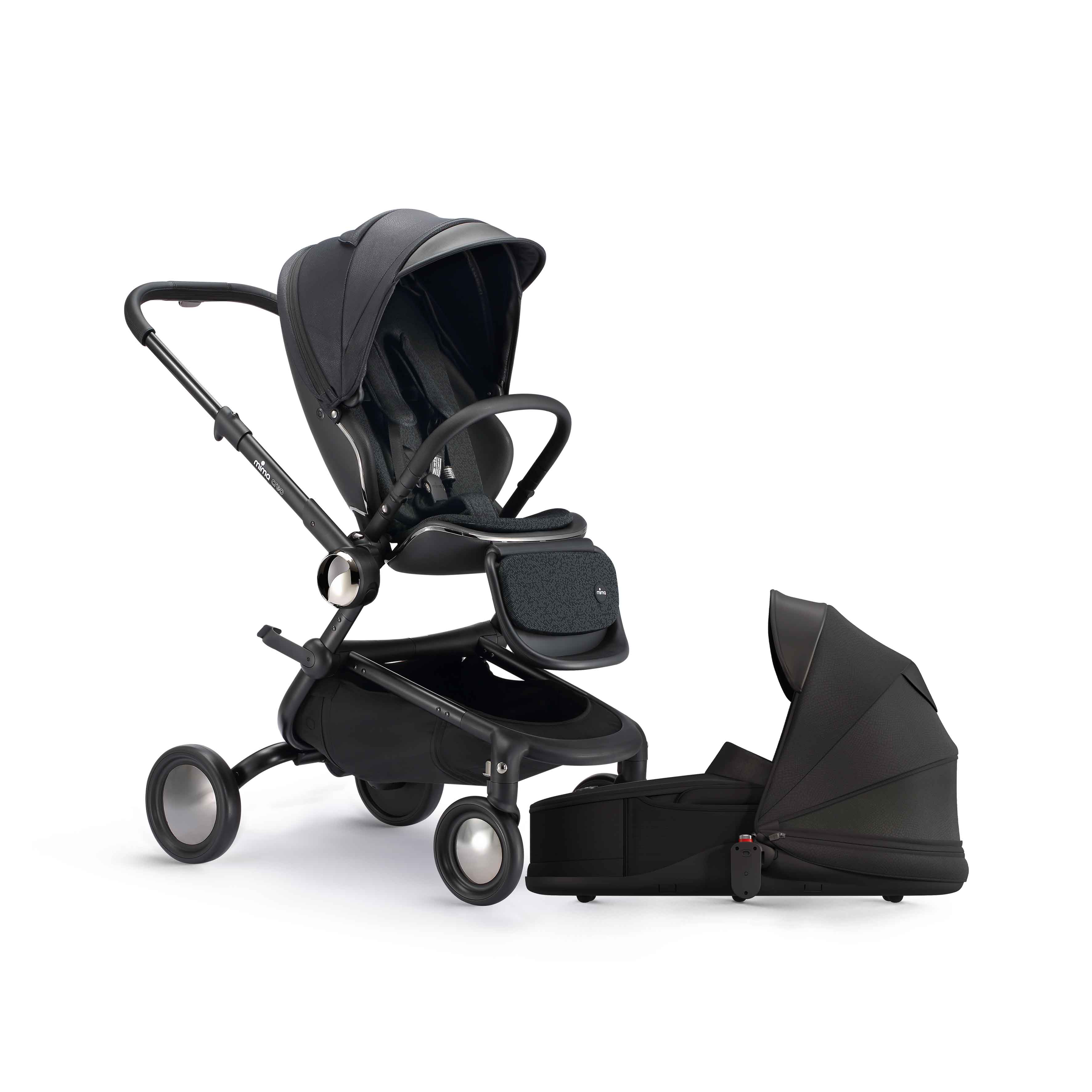 black mima creo stroller and bassinet collection for newborns and toddlers