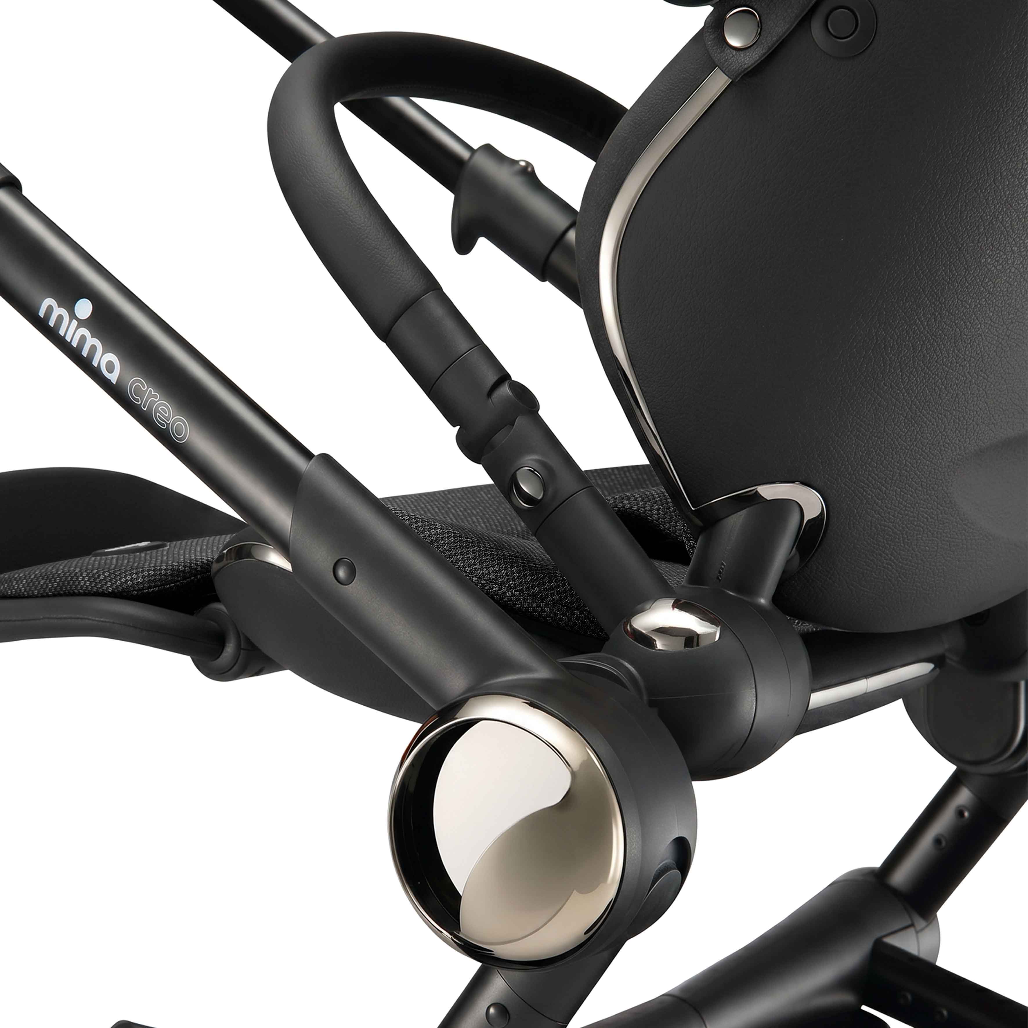 detailed view of the frame joint and trim on mima creo in black