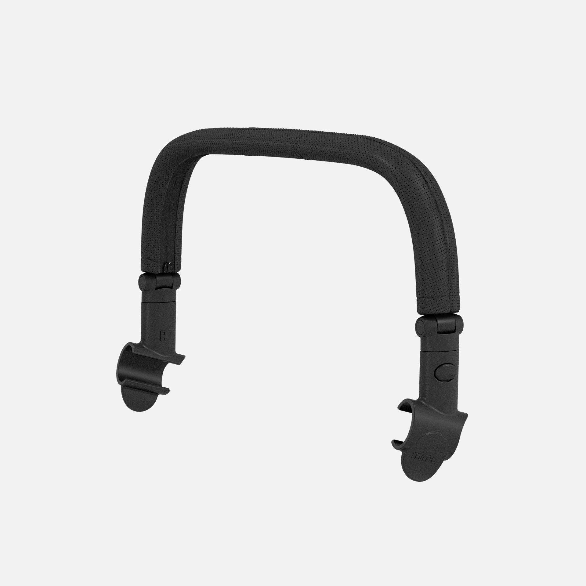 Black Mima Zigi safety bar, right-front view with zip-on sleeve