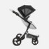 Black Mima xari summer canopy on xari stroller, side view, 50+ UV protection with adjustable coverage
