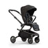 mima creo stroller in black with canopy and safety bar, left front-angle view