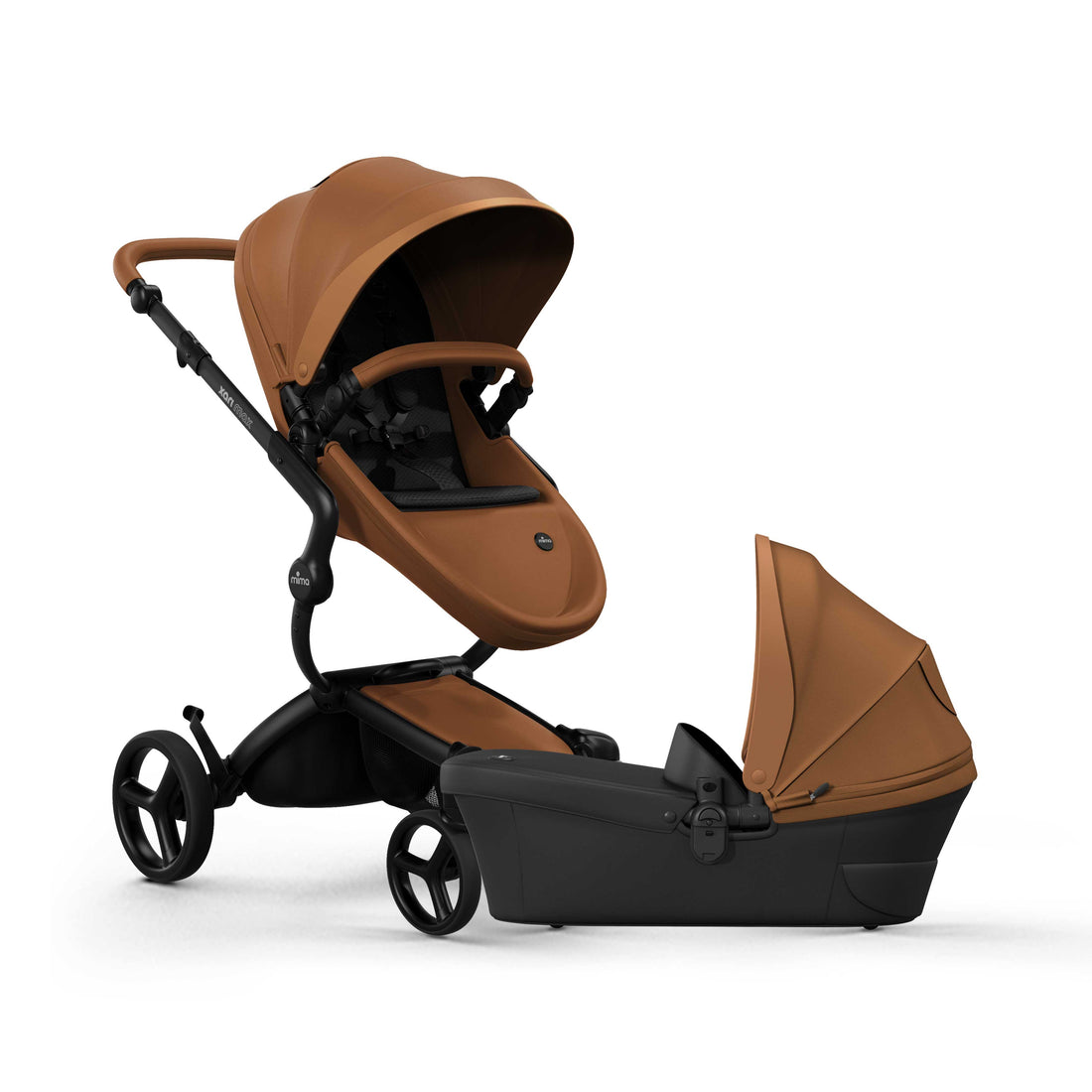 mima® xari max Stroller &amp; Bassinet Collection, in black chassis, camel seat and black seat pad 