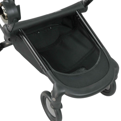 detailed view of the storage basket on mima creo stroller 