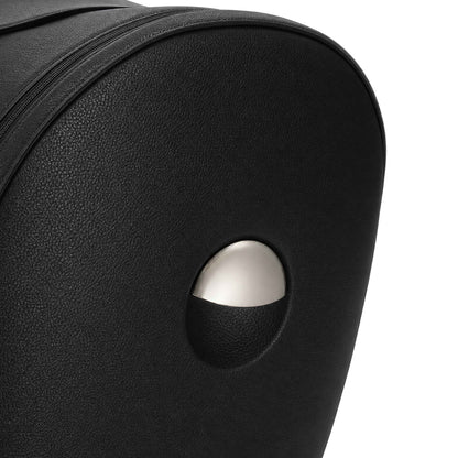 rear view of the leatherette seat shell and adjustment button on mima creo in black
