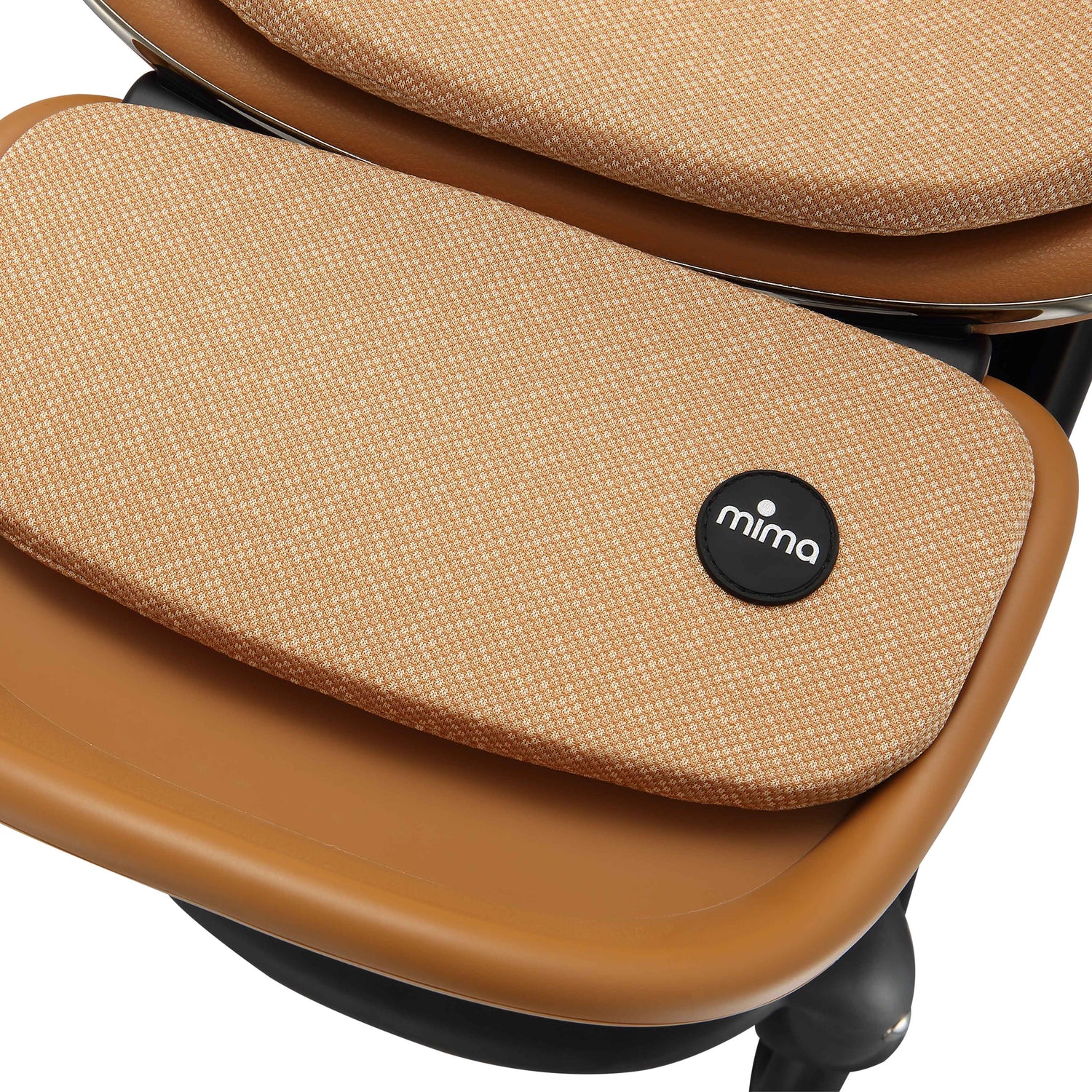 mima creo stroller footrest detail in mocha showing fabric texture 