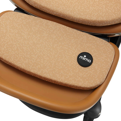 mima creo stroller footrest detail in mocha showing fabric texture 