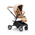 angled view of mima creo stroller in mocha cream 