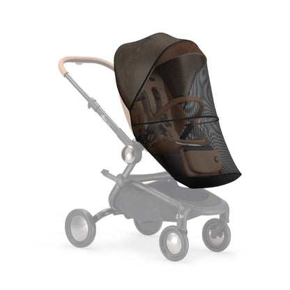 mima creo mosquito net shown on a faded stroller frame, angled view