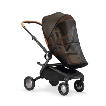 creo mosquito net installed on mima creo stroller, angled view