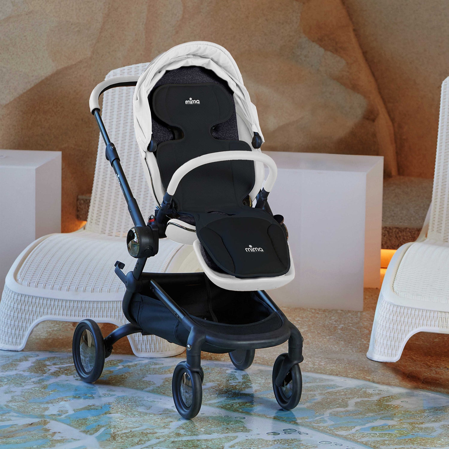 Mima® Flo Lollipop baby cooling seat pad installed on stroller seat 