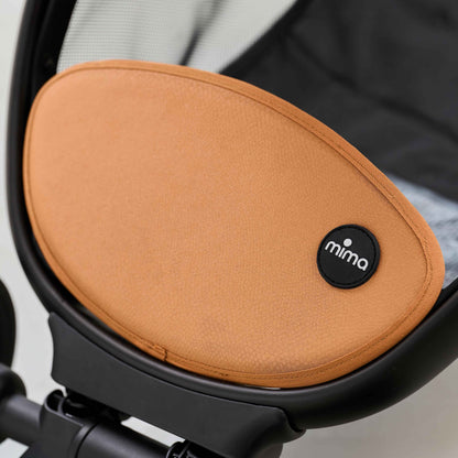 close up of basket cover on mima miro stroller in mocha cream 