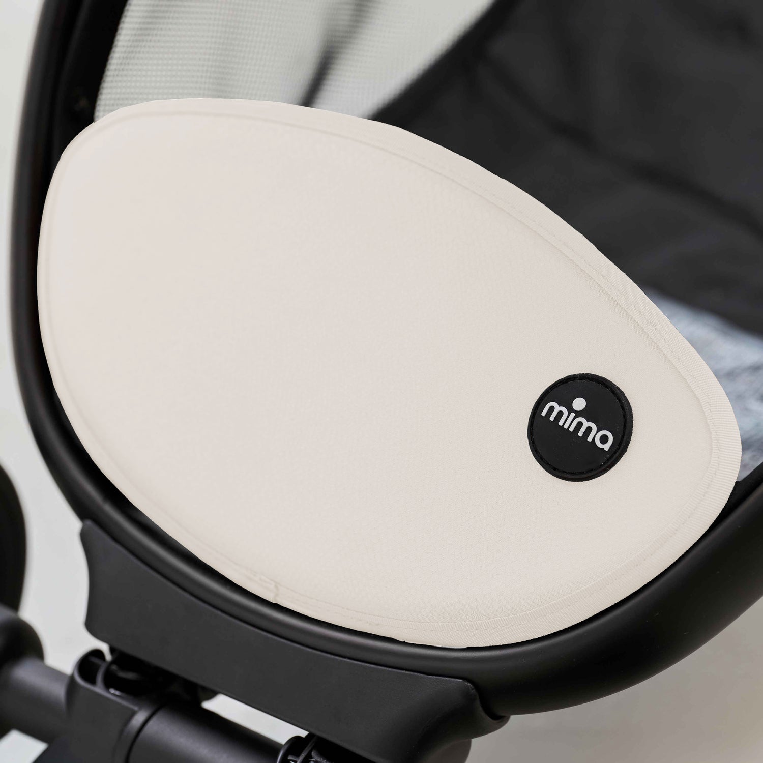 close up of basket cover on mima miro stroller in white 