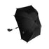 mima parasol in black with clip, angled view, UPF 50+ shade for baby 