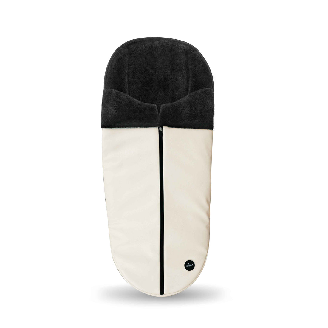 front view of mima winter footmuff in snow white shown standalone