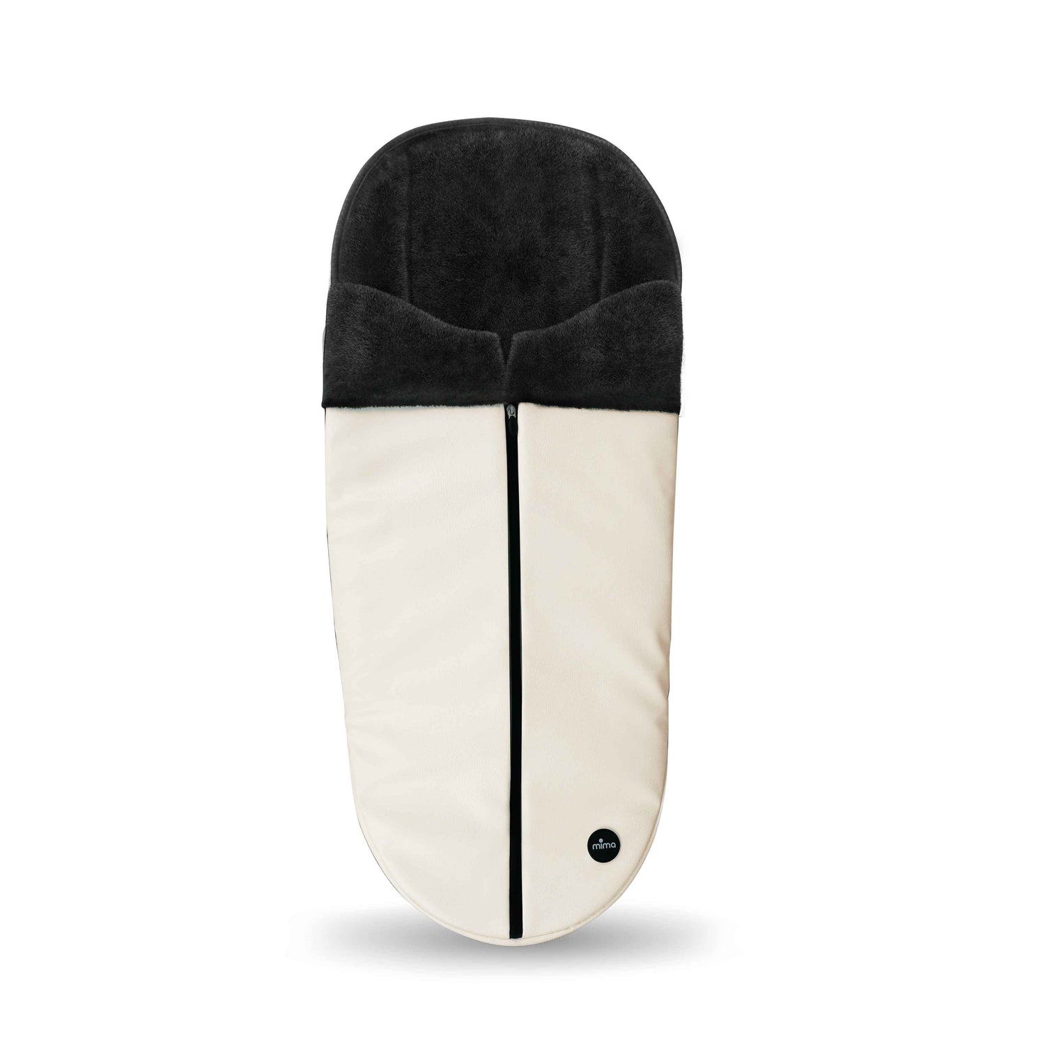 front view of mima winter footmuff in snow white shown standalone