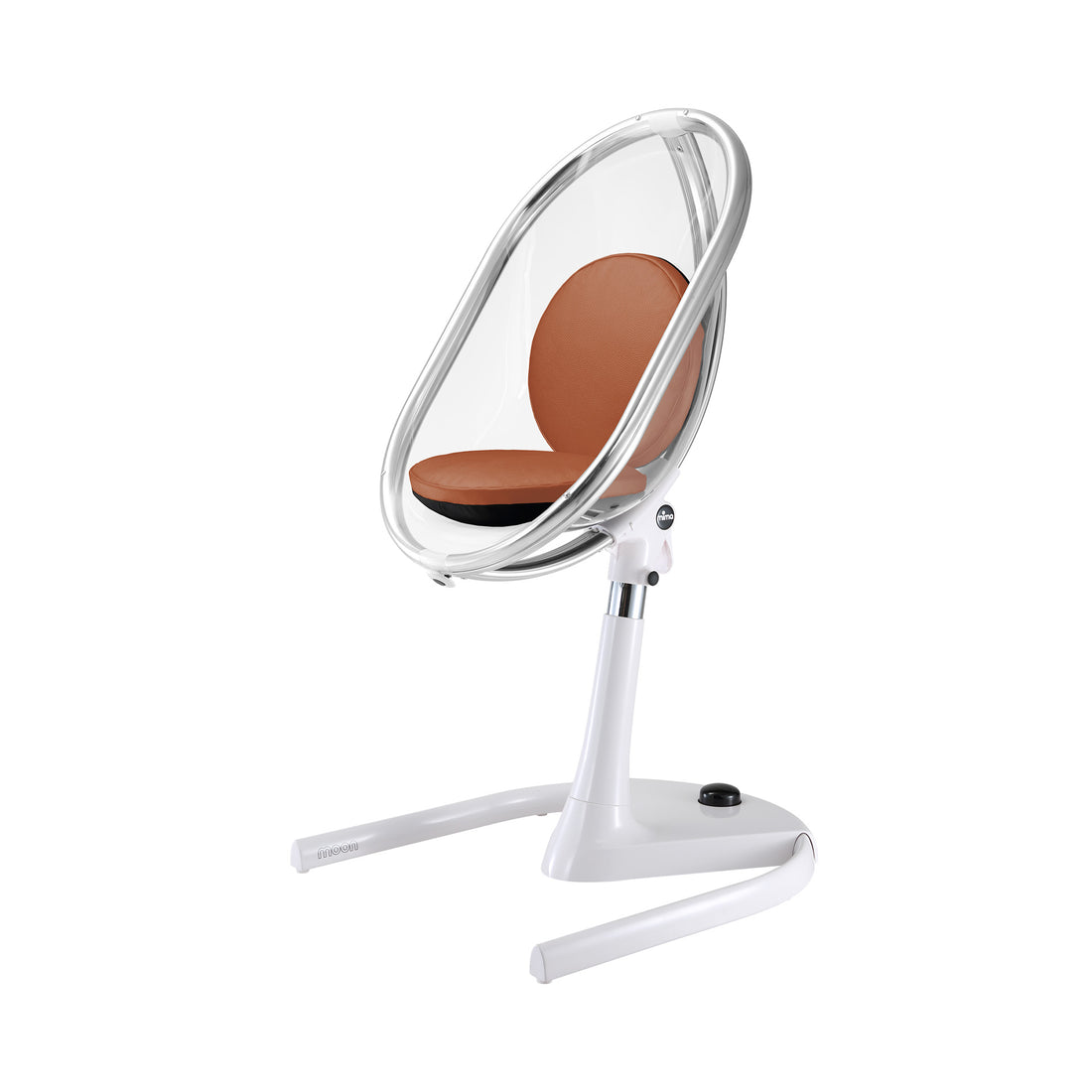 white Mima Moon Junior Chair with camel cushion set, right front view 